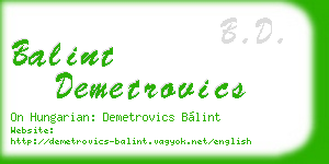 balint demetrovics business card