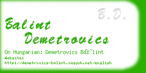 balint demetrovics business card